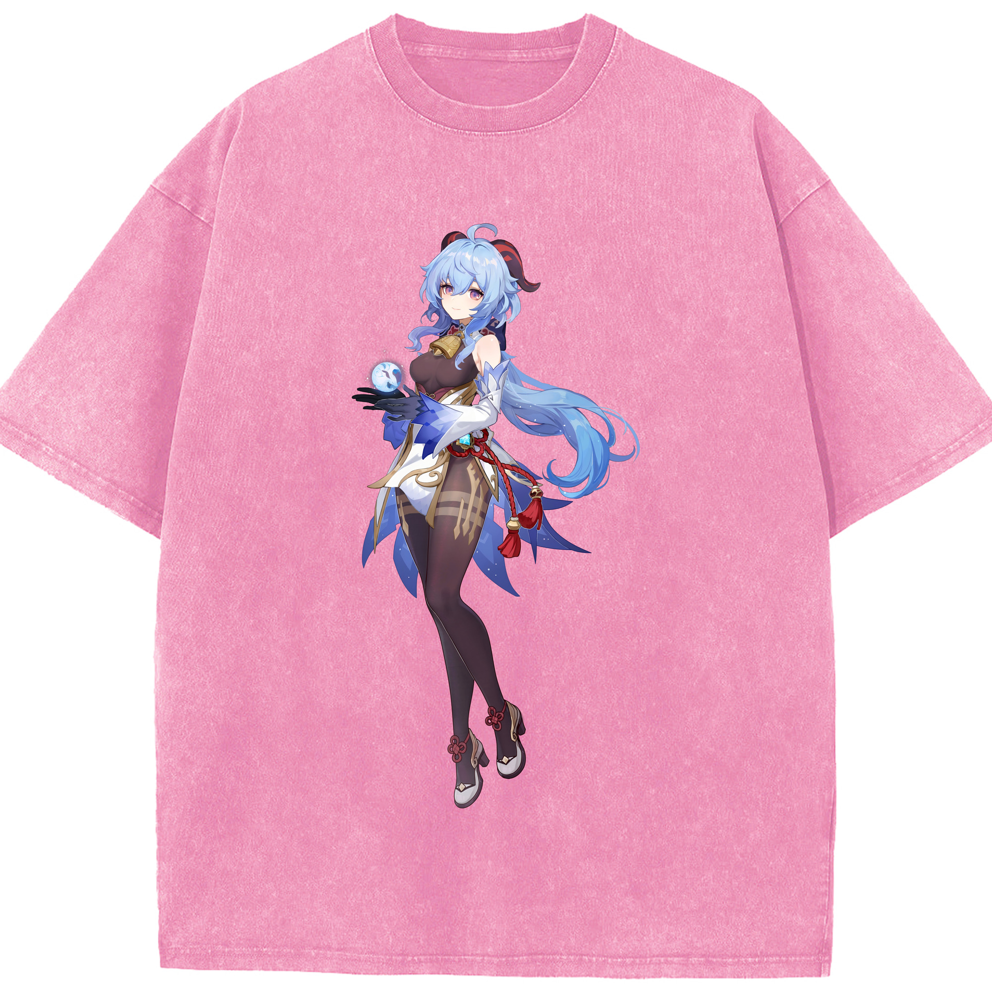げんし神 甘雨 かんう genshin Ganyu 綿100% ヴィンテージ風 半袖Tシャツ（フロントプリント）